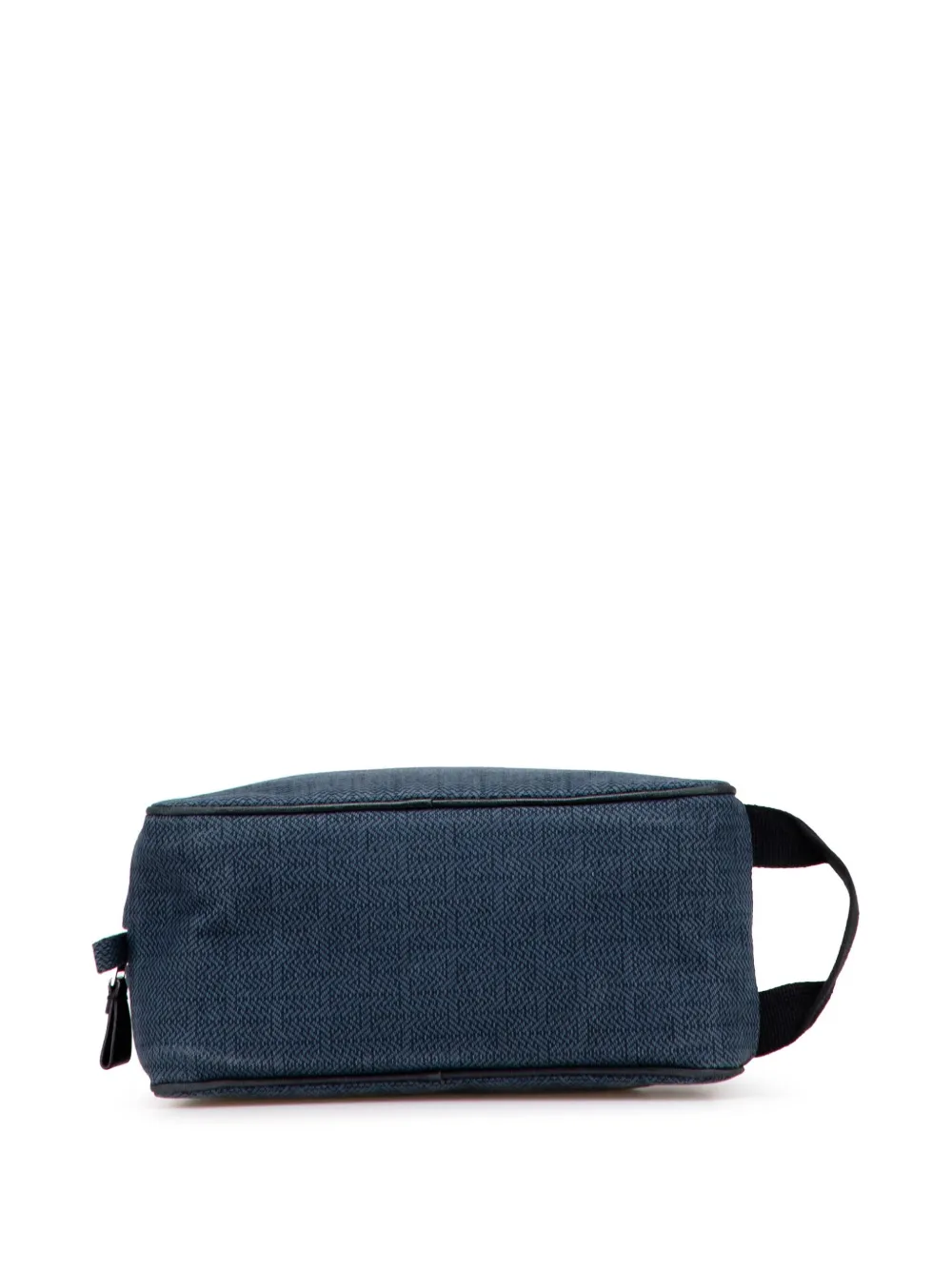 Pre-owned Hermes 2010-2025 Toile Globe Trotter Mm Pouch In Blue
