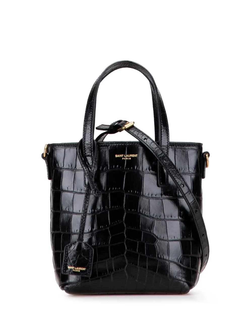 Saint Laurent Pre-Owned 2024 Mini Toy Embossed Leather Shopping Tote satchel | Black | Image 1