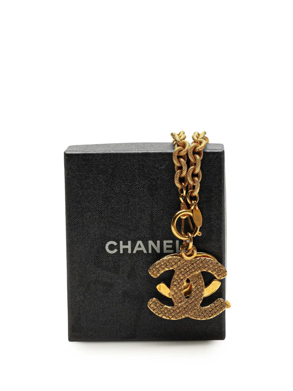 Pre-owned Chanel 1980-1990 Gold Plated Double Cc Pendant Necklace Costume Necklace