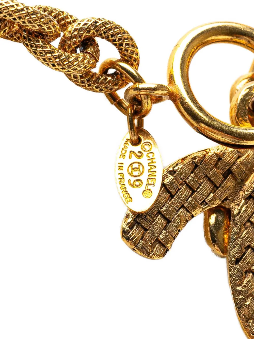Pre-owned Chanel 1980-1990 Gold Plated Double Cc Pendant Necklace Costume Necklace