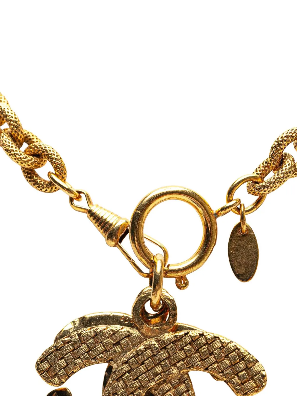 CHANEL Pre-Owned 1980-1990 Gold Plated Double CC Pendant Necklace costume necklace | Image 2