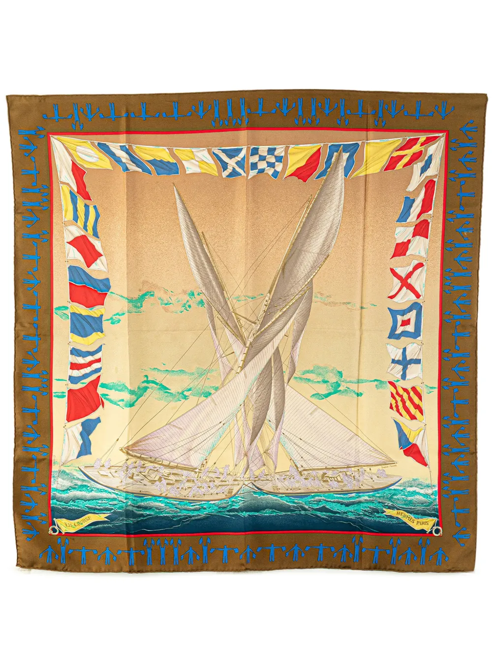 Hermès Pre-Owned 20th Century En Course Silk Scarf scarves | Brown | Image 1