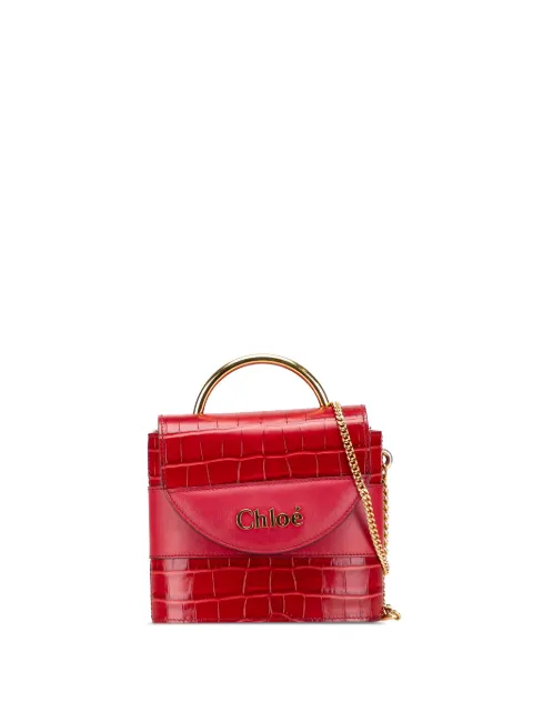 Chloé Pre-Owned 2019 Croc Embossed Leather Aby Lock satchel