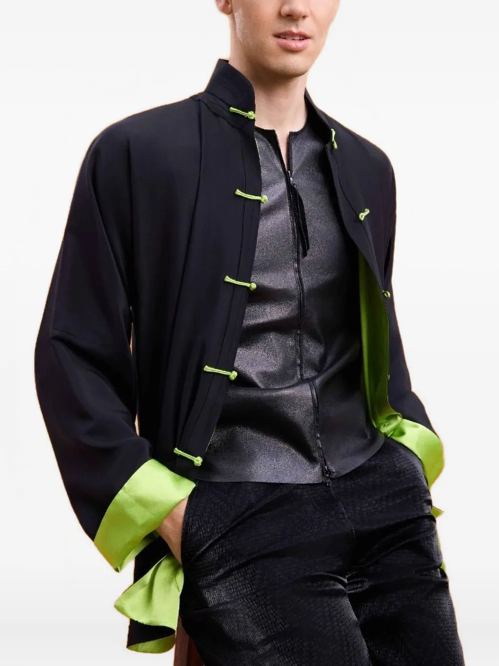 Shanghai Tang stand-up collar silk jacket | Lightweight Jackets | Image 2