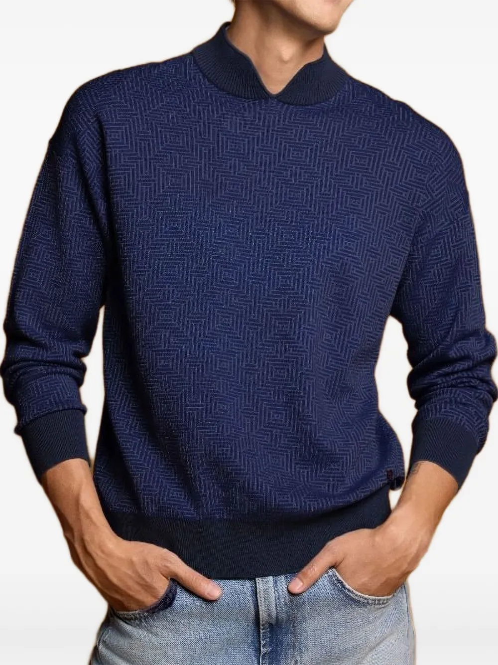 Shanghai Tang Trui met logoplakkaat en jacquard - Blauw