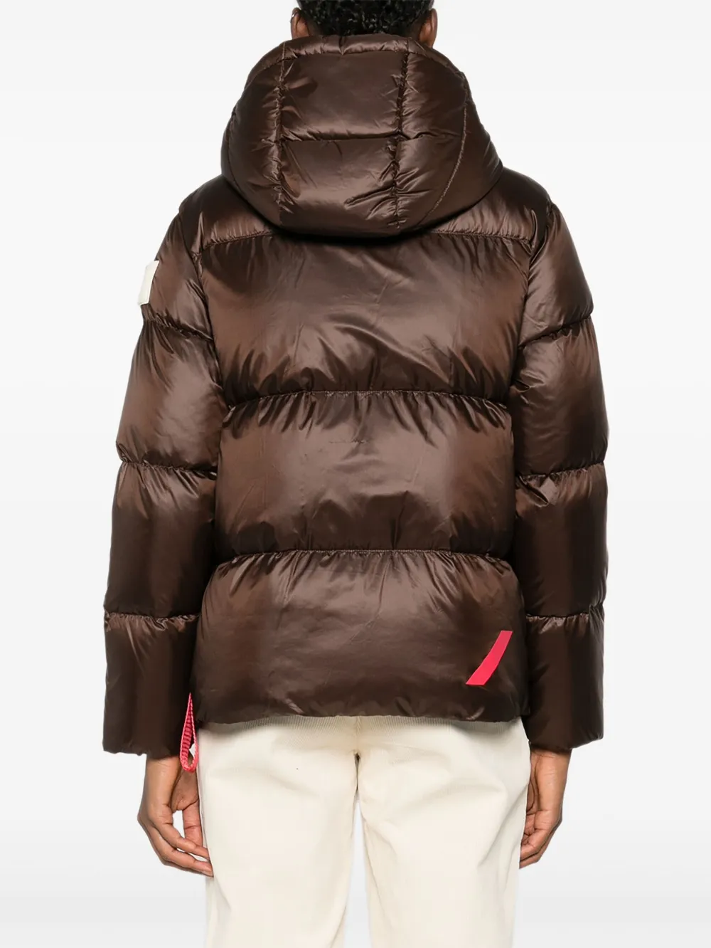 After Label Hooded Puffer Jacket In Brown