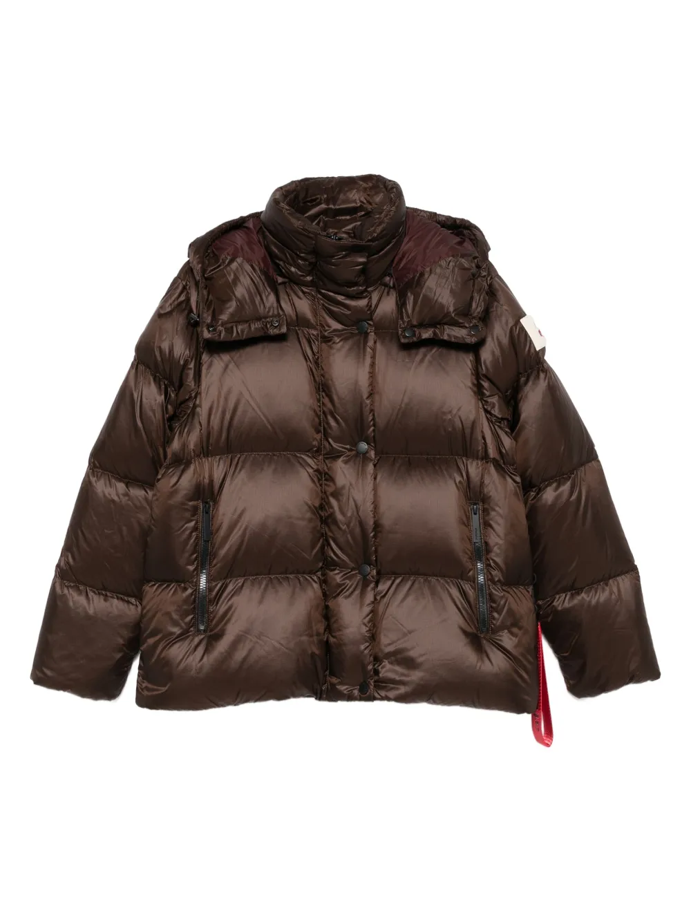 After Label Hooded Puffer Jacket In Brown