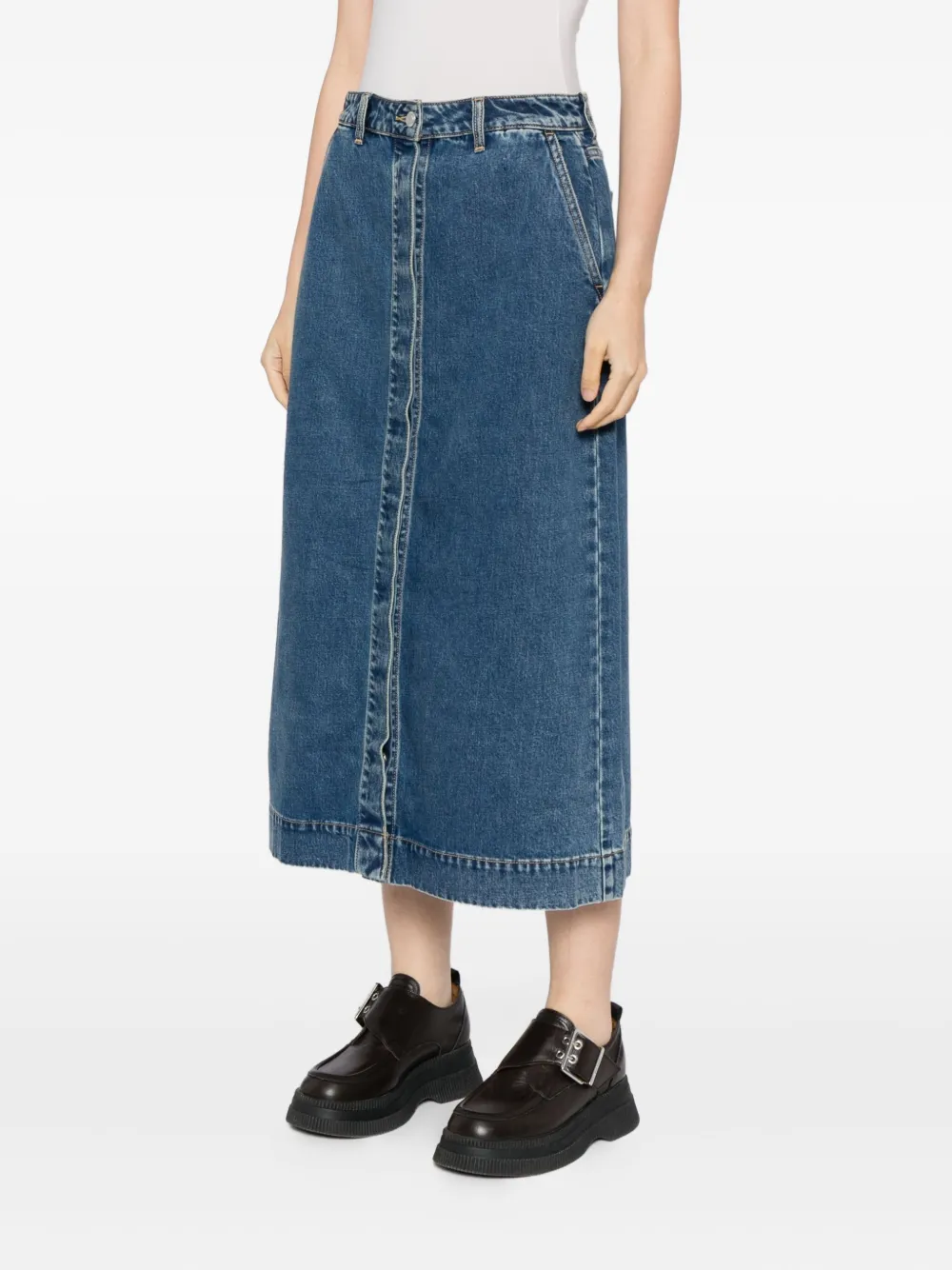 Sport B. By Agnès B. Logo-embroidered Denim Skirt In Blue