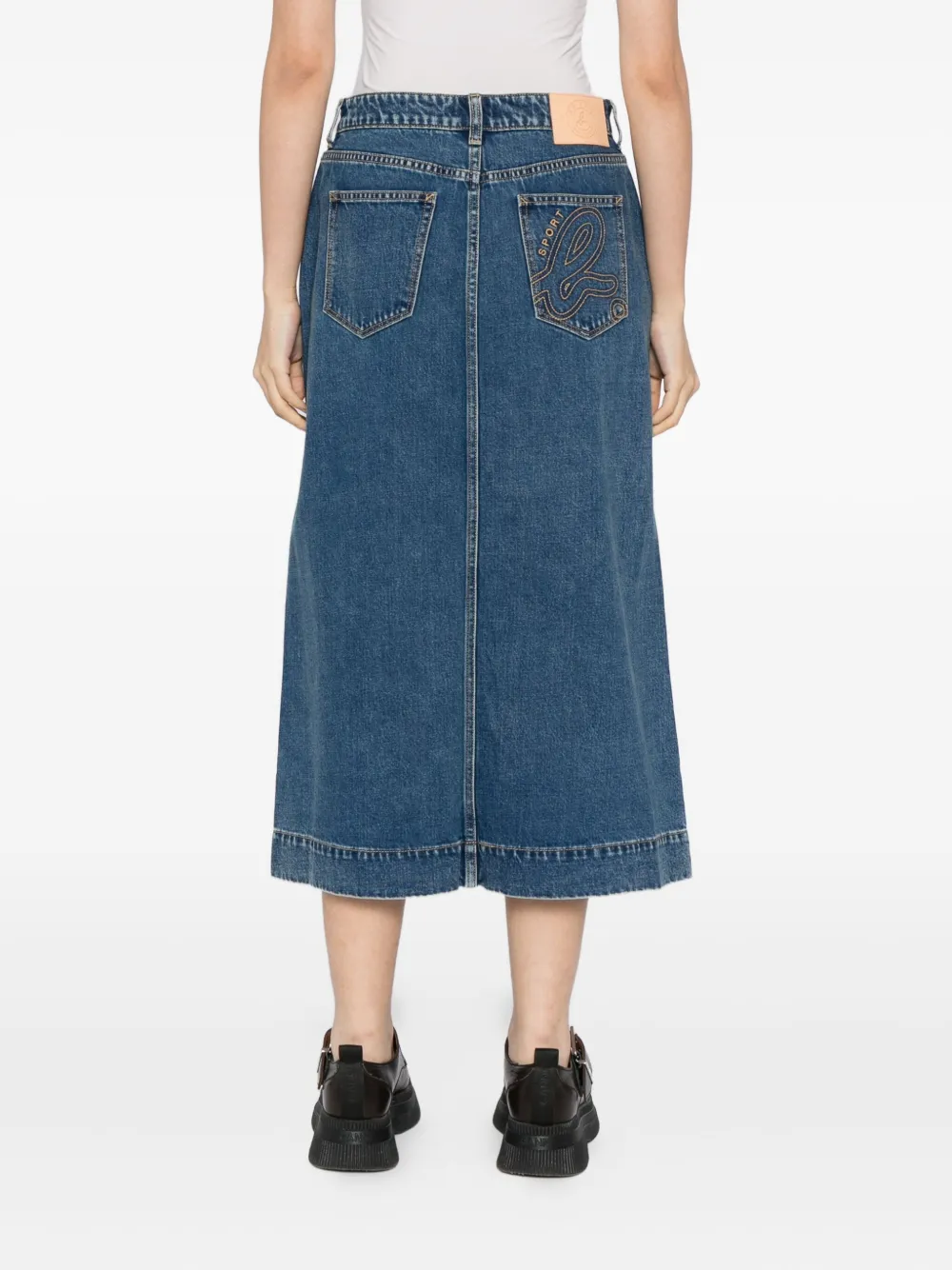 Sport B. By Agnès B. Logo-embroidered Denim Skirt In Blue