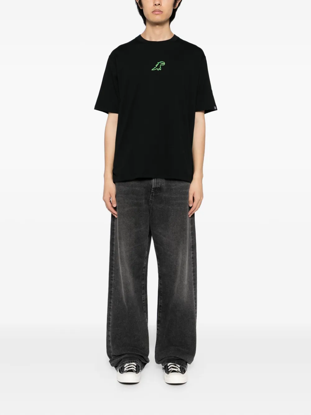 SPORT b. by agnès b. logo-embroidered T-shirt - Zwart
