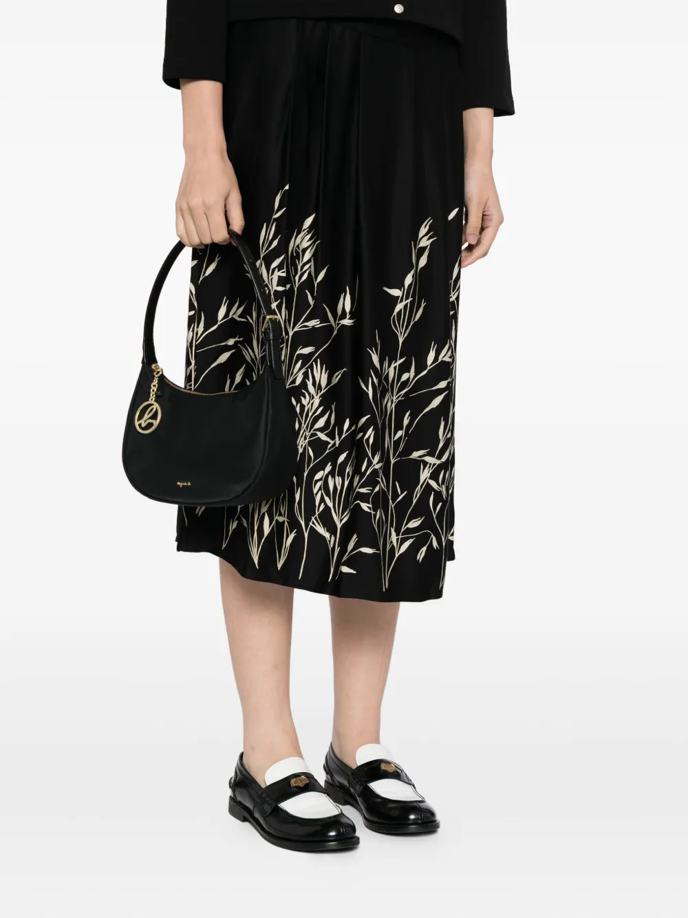 Agnès B. Small Logo-plaque Shoulder Bag In Black