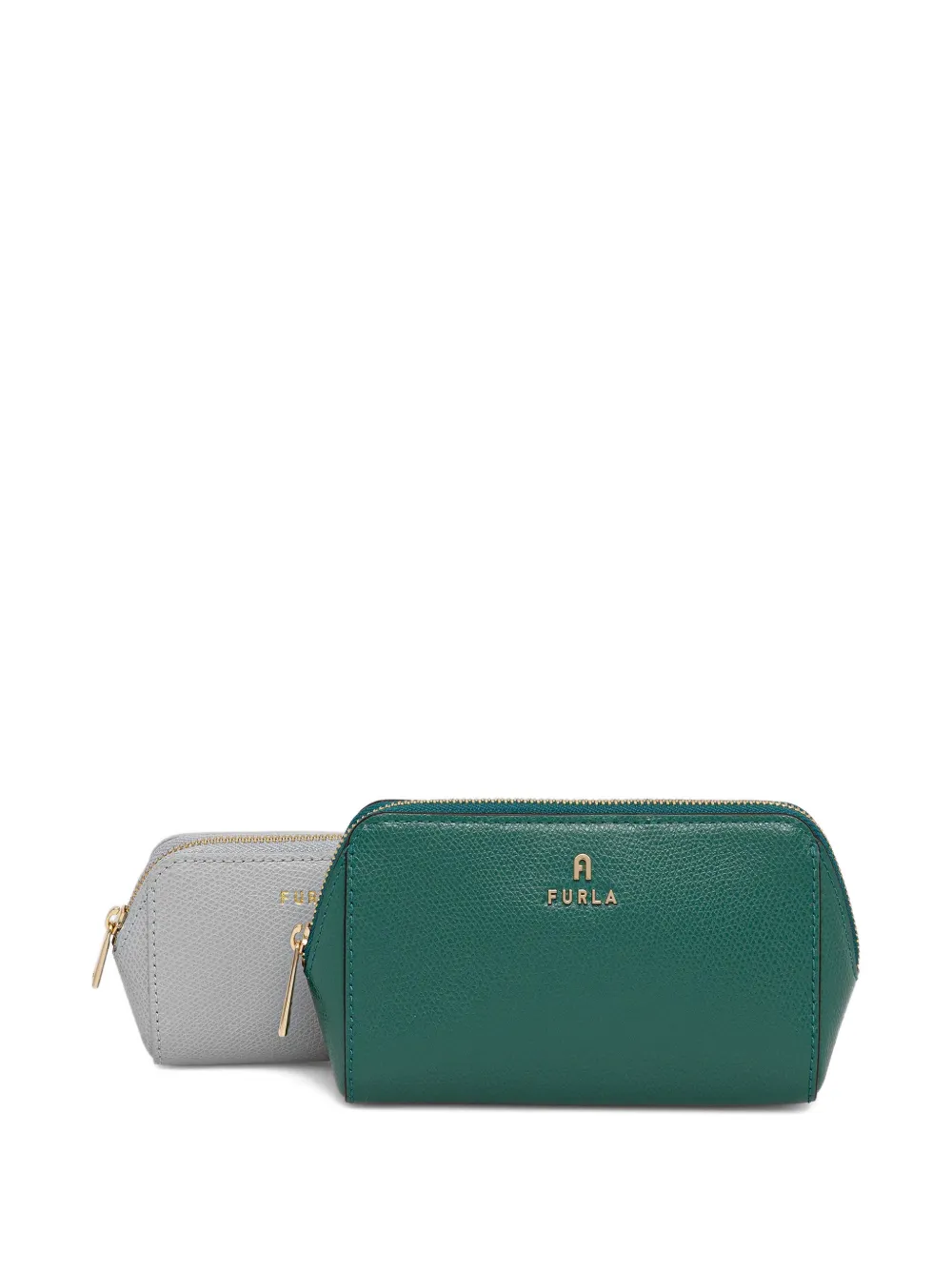 Furla Camelia logo zip make up bag - Verde