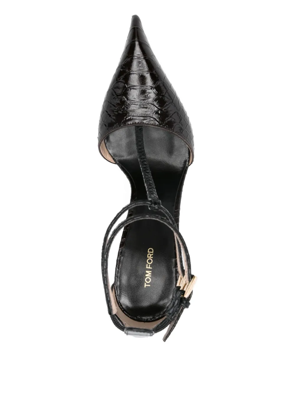 Tom Ford 90 Snake-effect Leather Pumps In Brown