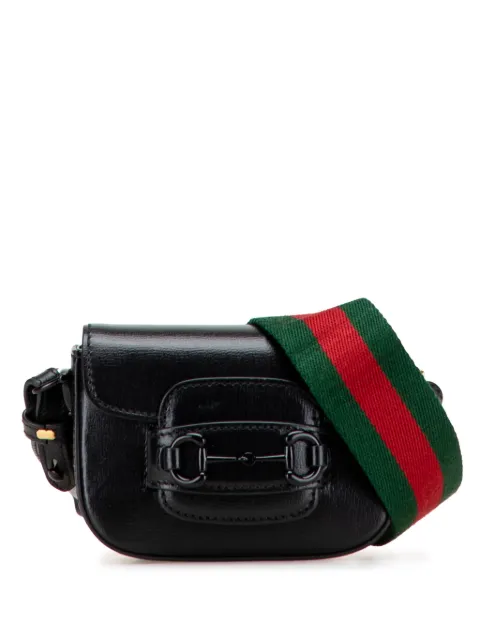 Gucci Pre-Owned 2016-2025 Mini Leather Horsebit 1955 Web satchel