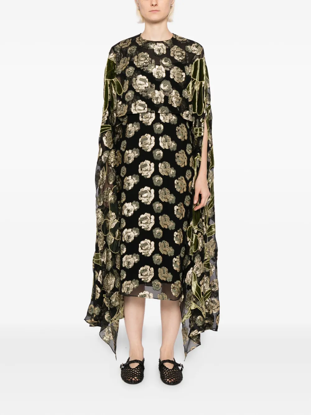Biyan Jurk met bloemenprint - Zwart