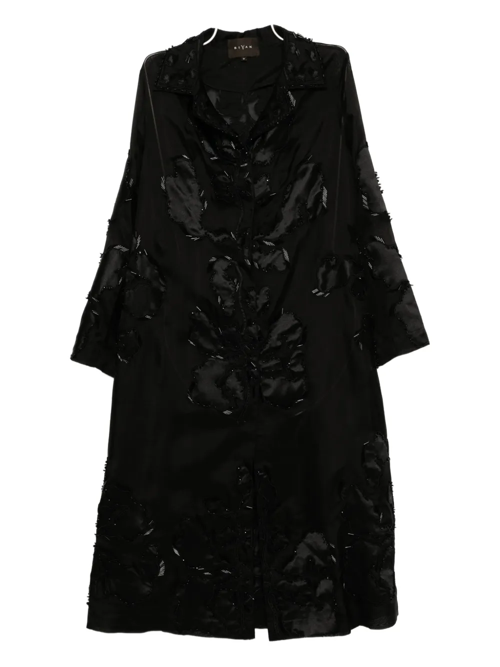 Biyan Beaded Organza Coat In Black