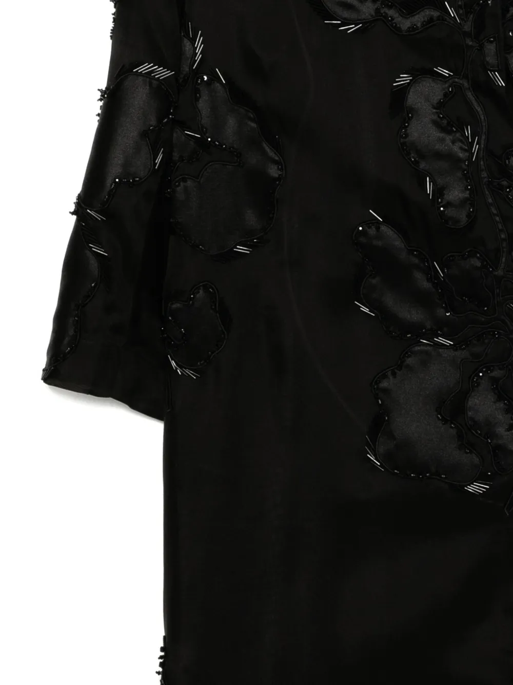 Biyan Beaded Organza Coat In Black