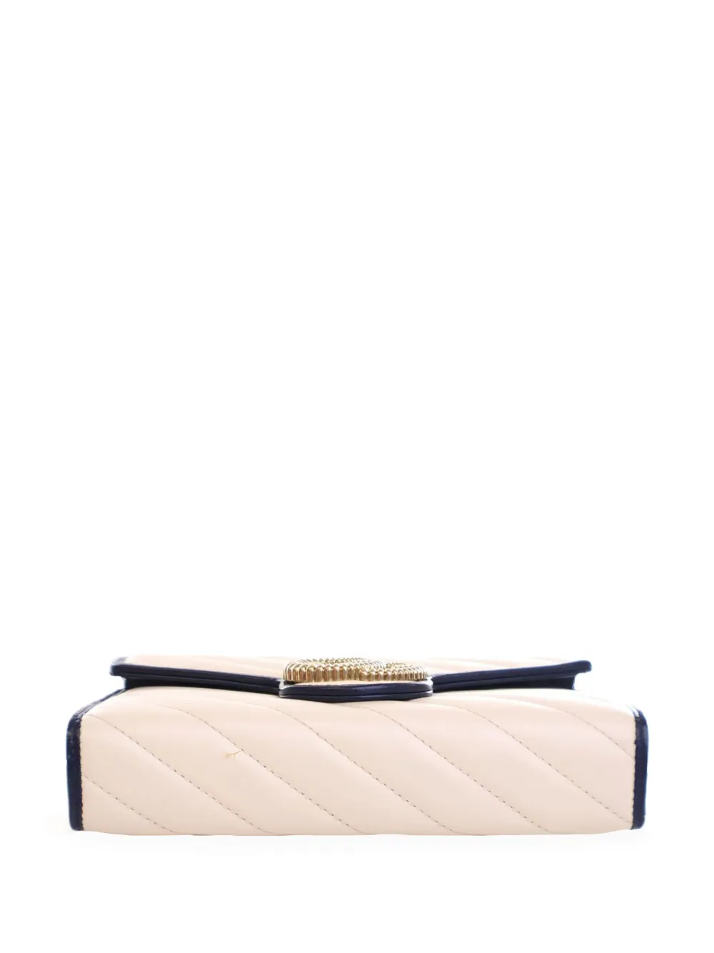 Pre-owned Gucci 2016-2025 Gg Marmont Matelasse Leather Torchon Wallet On Chain Crossbody Bag In White