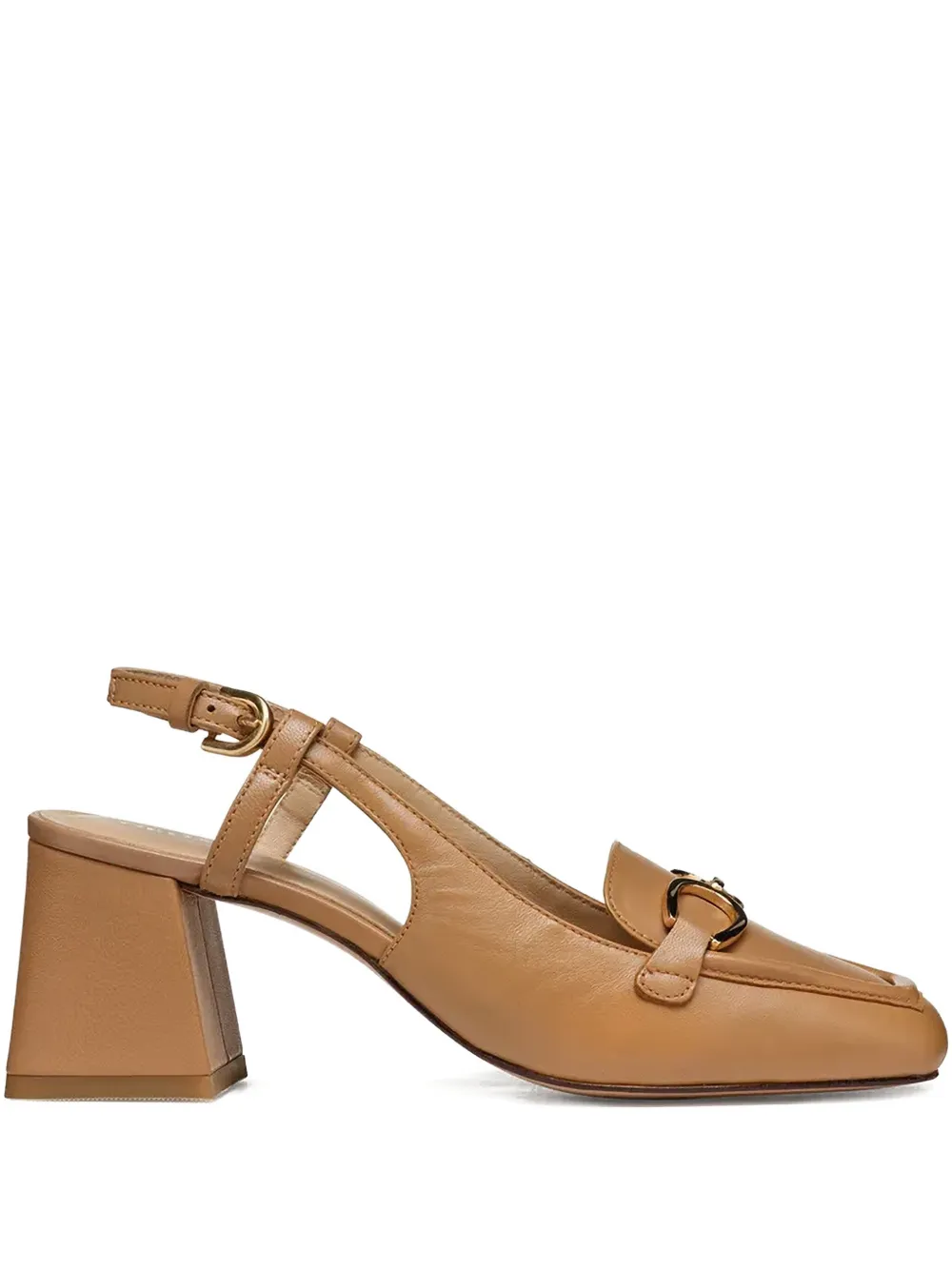 Geox buckle strap calf leather pumps Beige