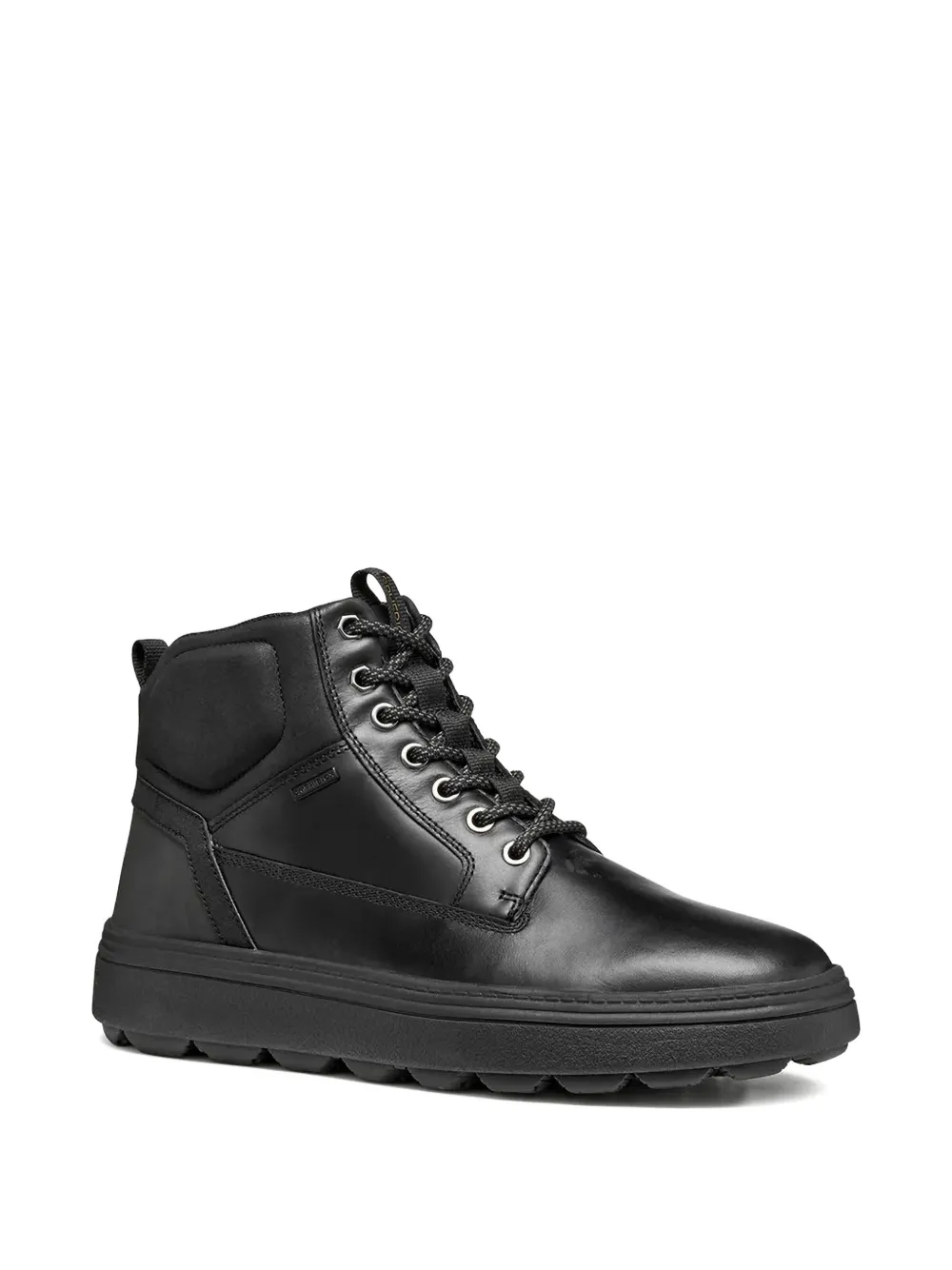 Geox logo-plaque leather boots Zwart