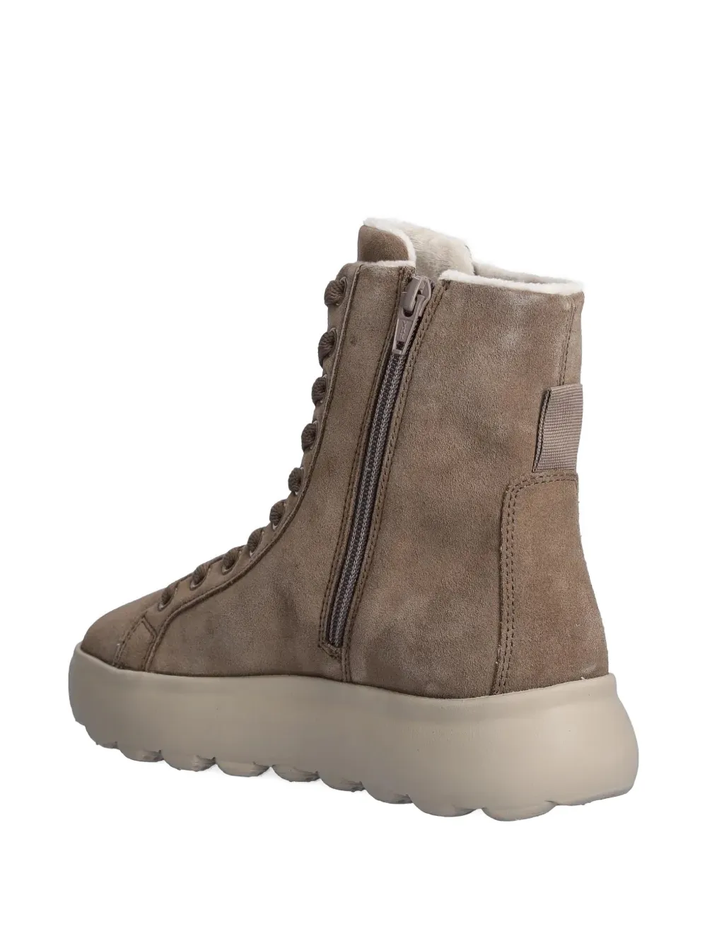 Geox Spherica Ec Lace-up Zip Boots In Brown