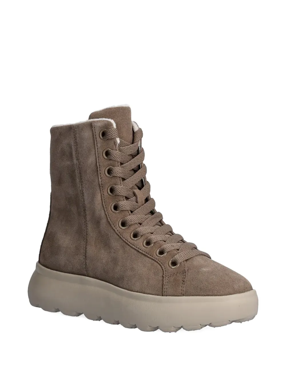 Geox Spherica Ec Lace-up Zip Boots In Brown