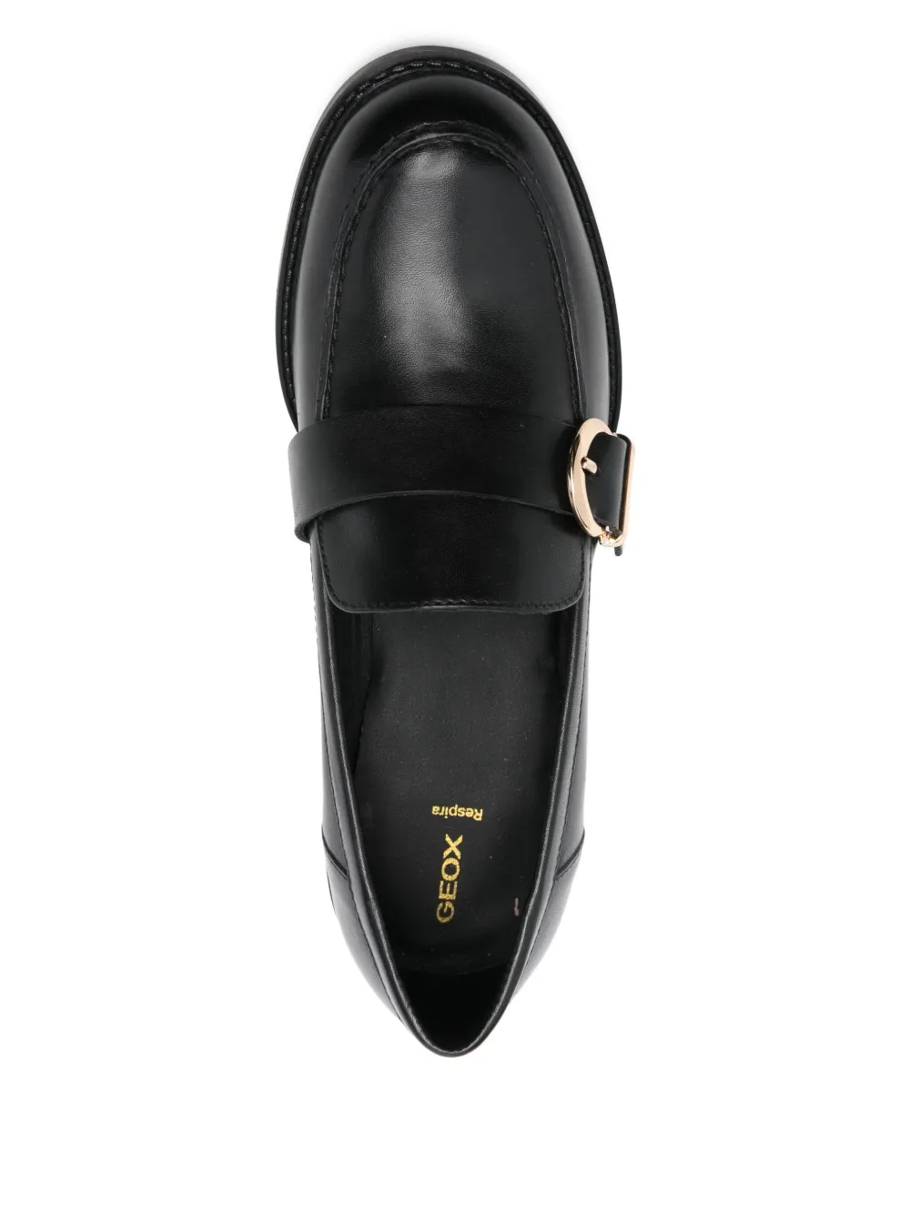Geox Buckle-strap Loafers In Black