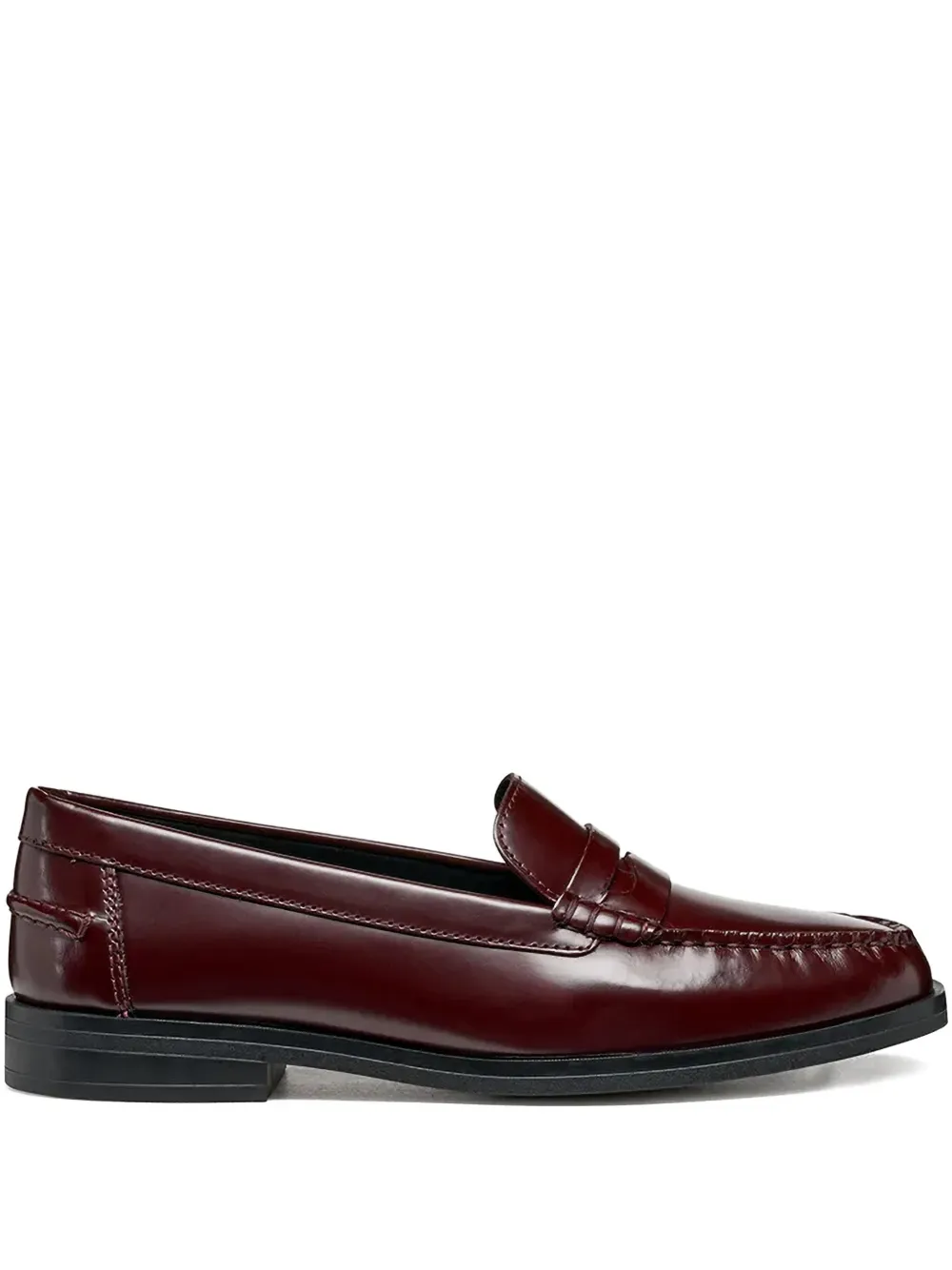 Geox Penny-slot Leather Loafers In Burgundy