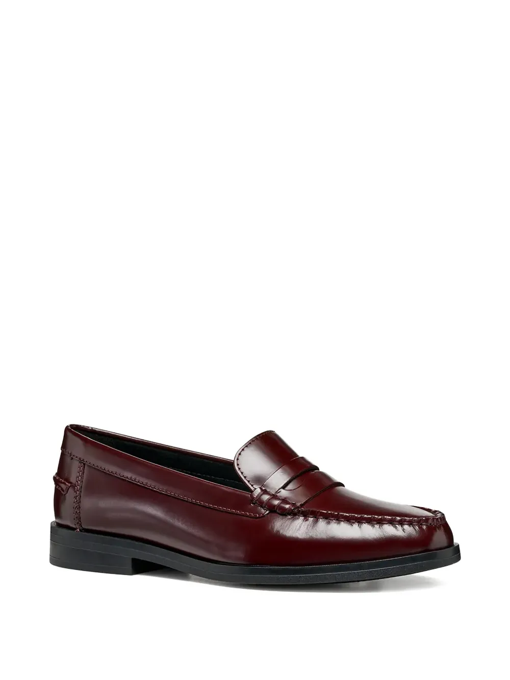 Geox Penny-slot Leather Loafers In Burgundy