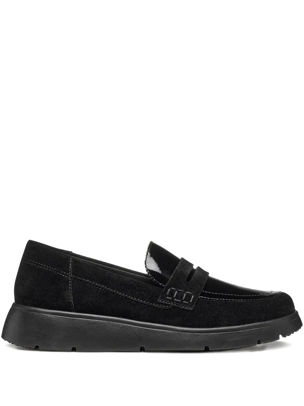 Geox Penny-slot Leather Loafers In Black