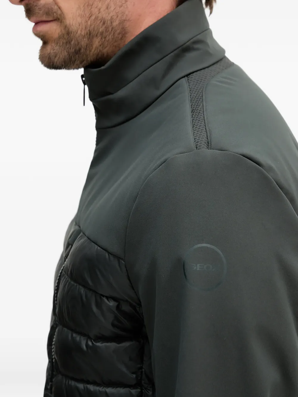 Geox Spherica Zip Quilted Jacket In Green