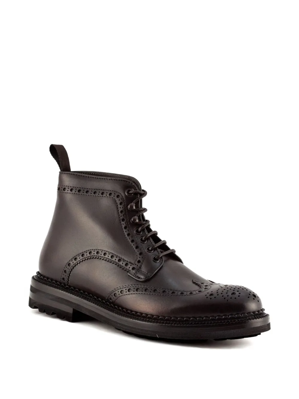 Green George Brogue Wingtip Boots In Brown