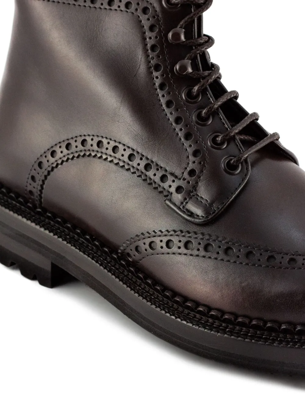 Green George Brogue Wingtip Boots In Brown