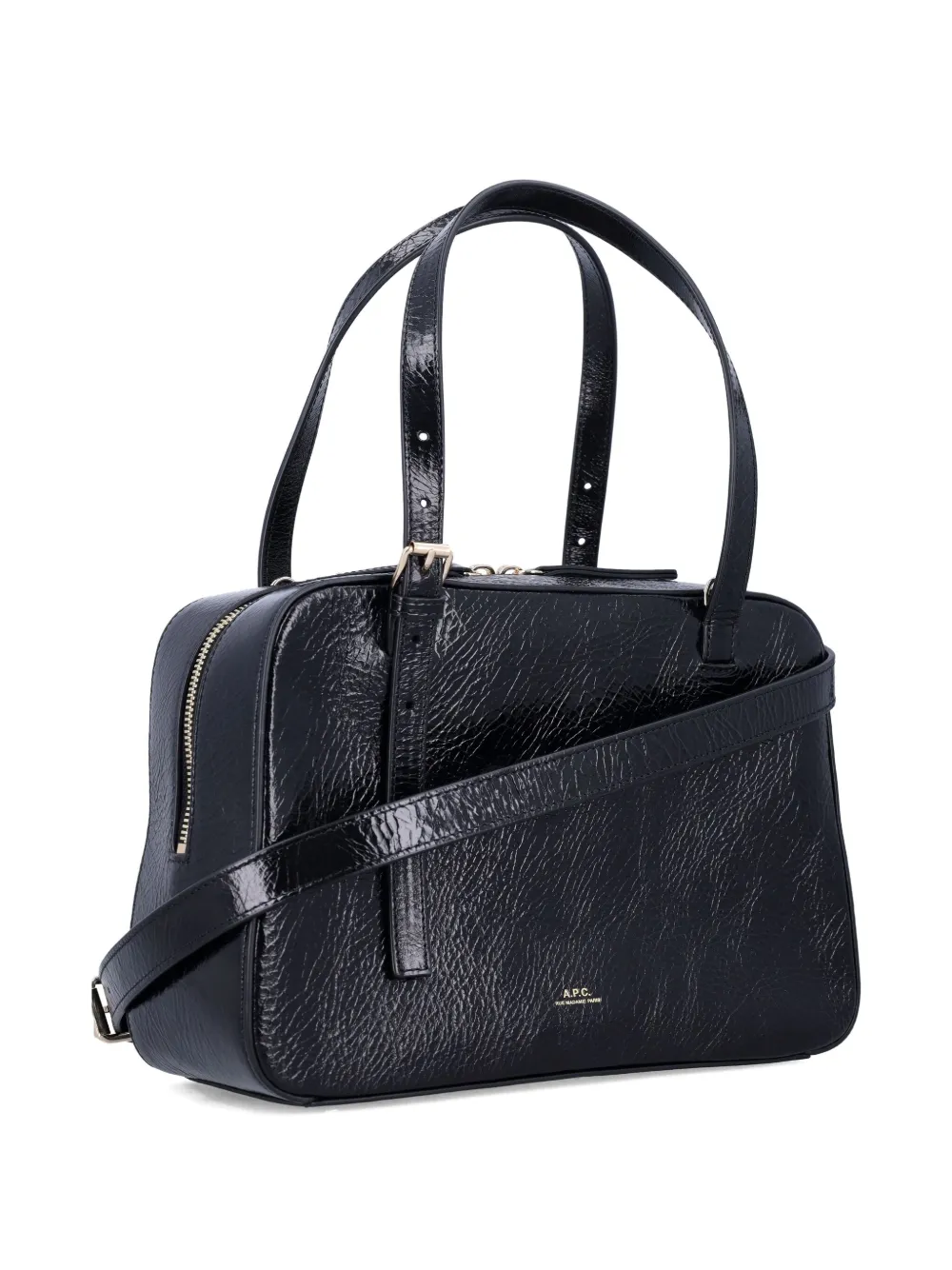 Apc Virginie Black Shoulder Bag With Removable Shoulder Strap And Front Logo In Leather Woman In Black