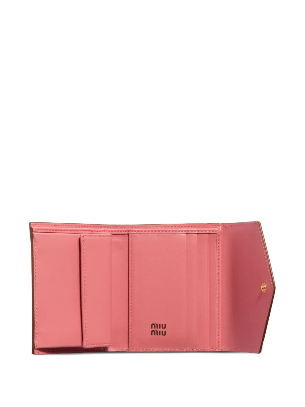 Miu logo leather wallet Roze
