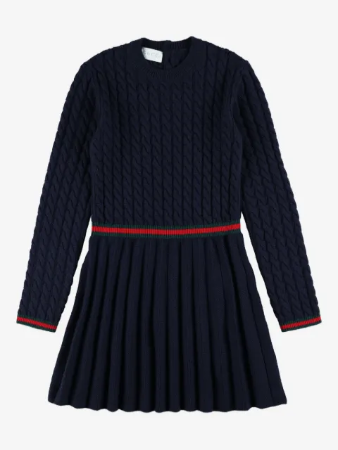 Gucci Kids cable-knit pleated dress