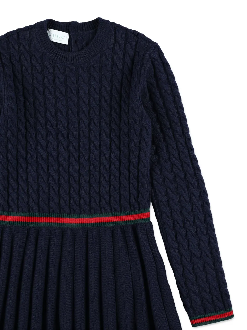 Gucci Kids Kabelgebreide geplooide jurk Blauw