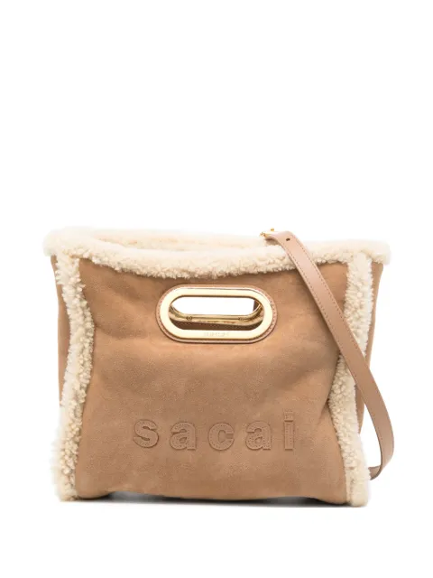 sacai small shearling tote bag
