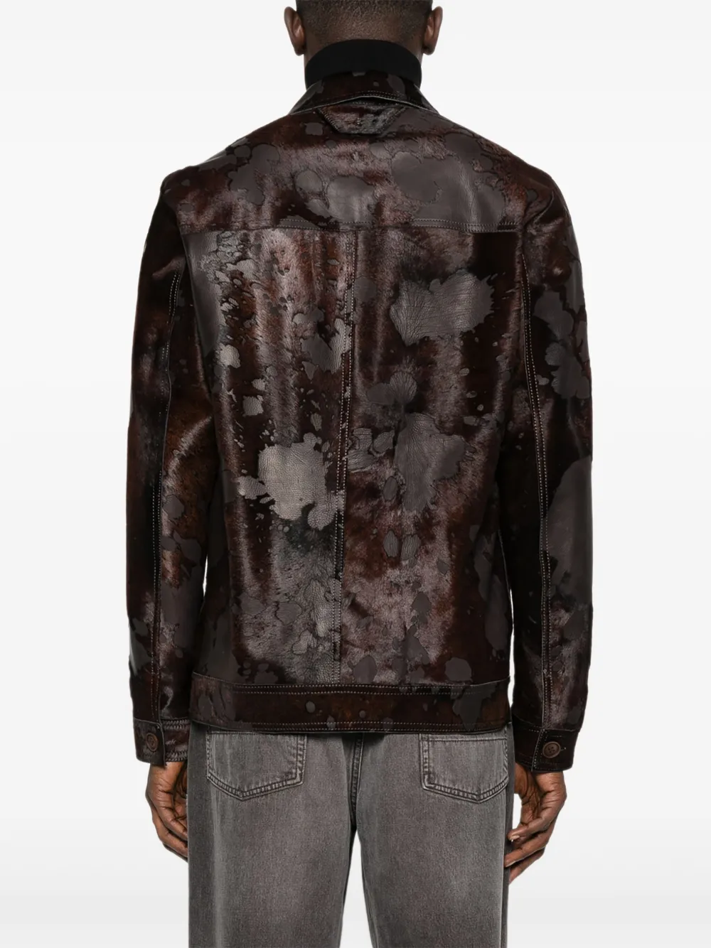 Salvatore Santoro Suède jack met opgestikte zak Bruin