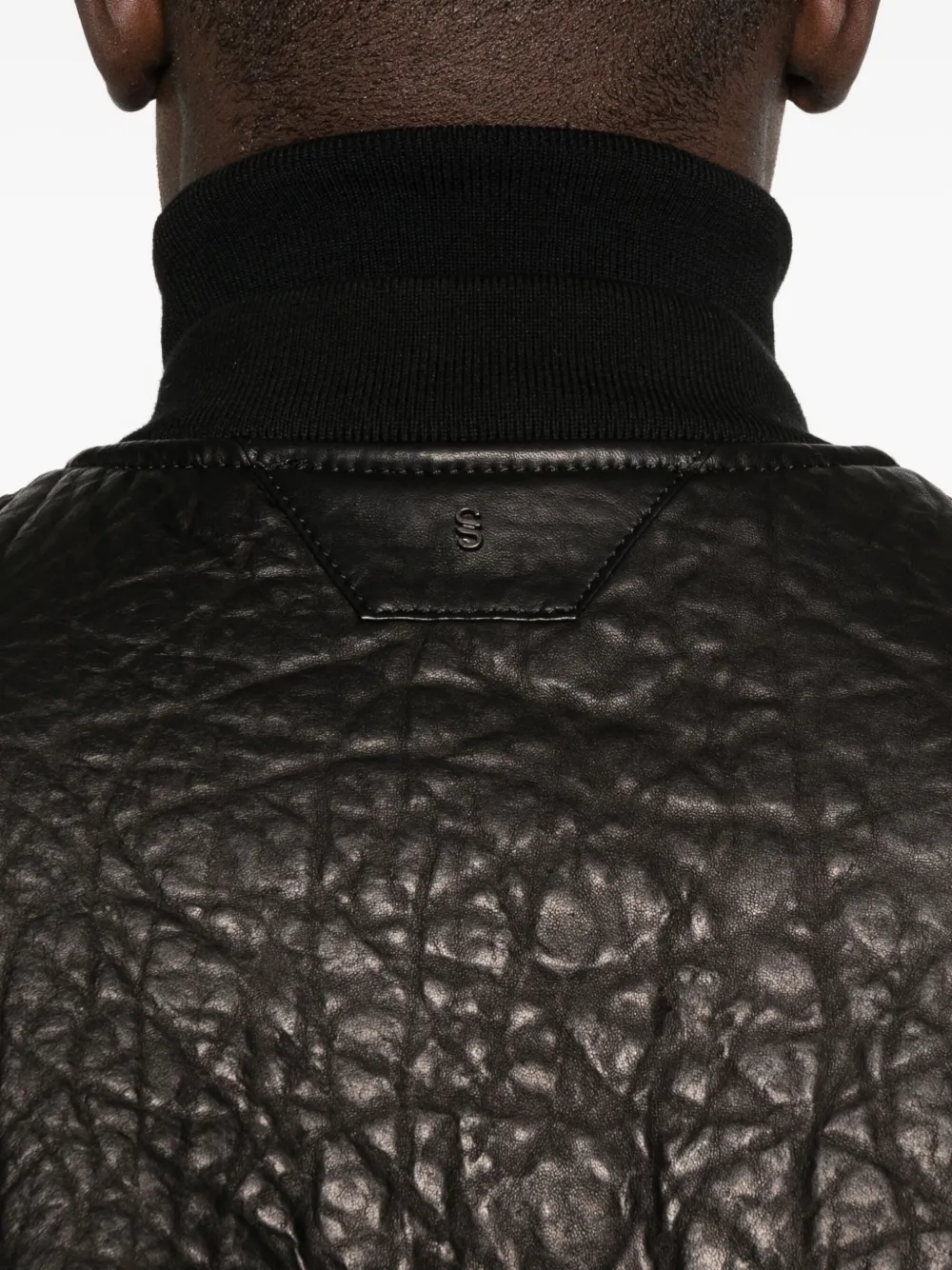 Salvatore Santoro Leren bomberjack Zwart