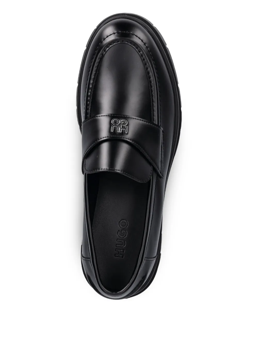 Hugo Boss Logo Platform Loafers In Black