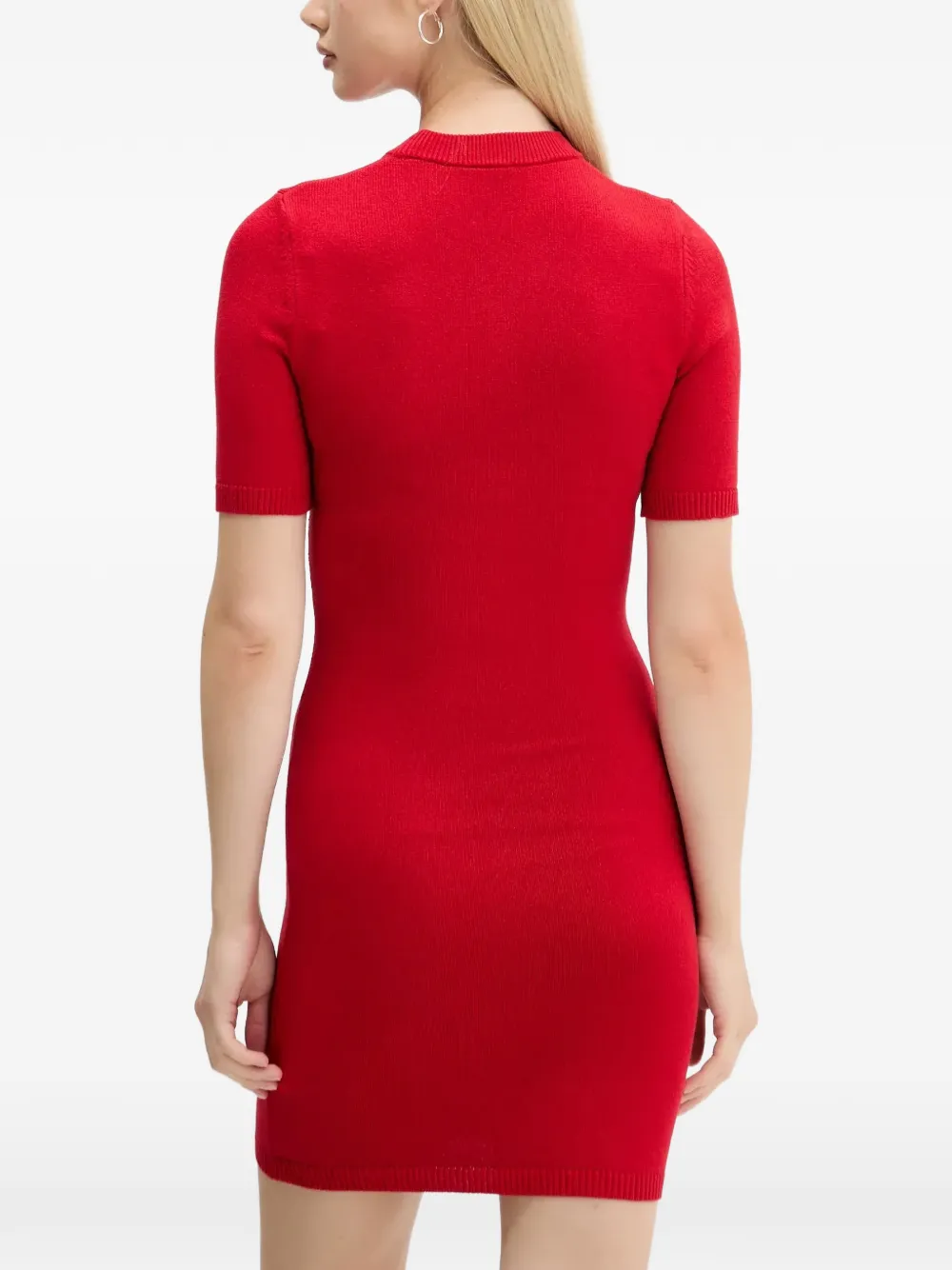 Hugo Boss Short-sleeve Logo Dress In Red