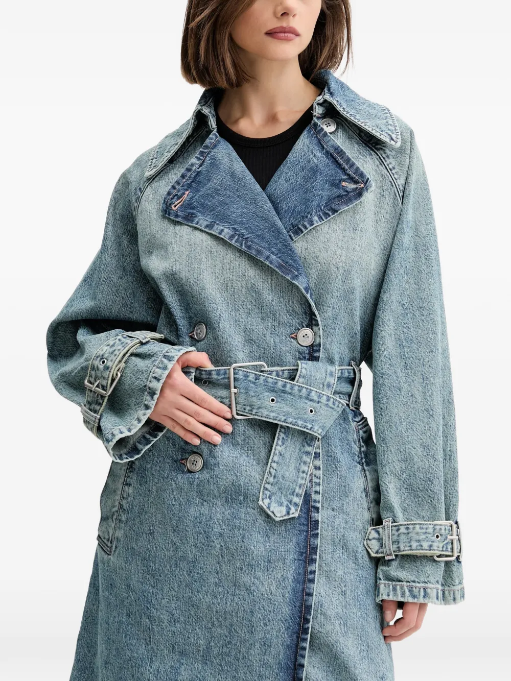 HUGO belted double-breasted coat - Blu