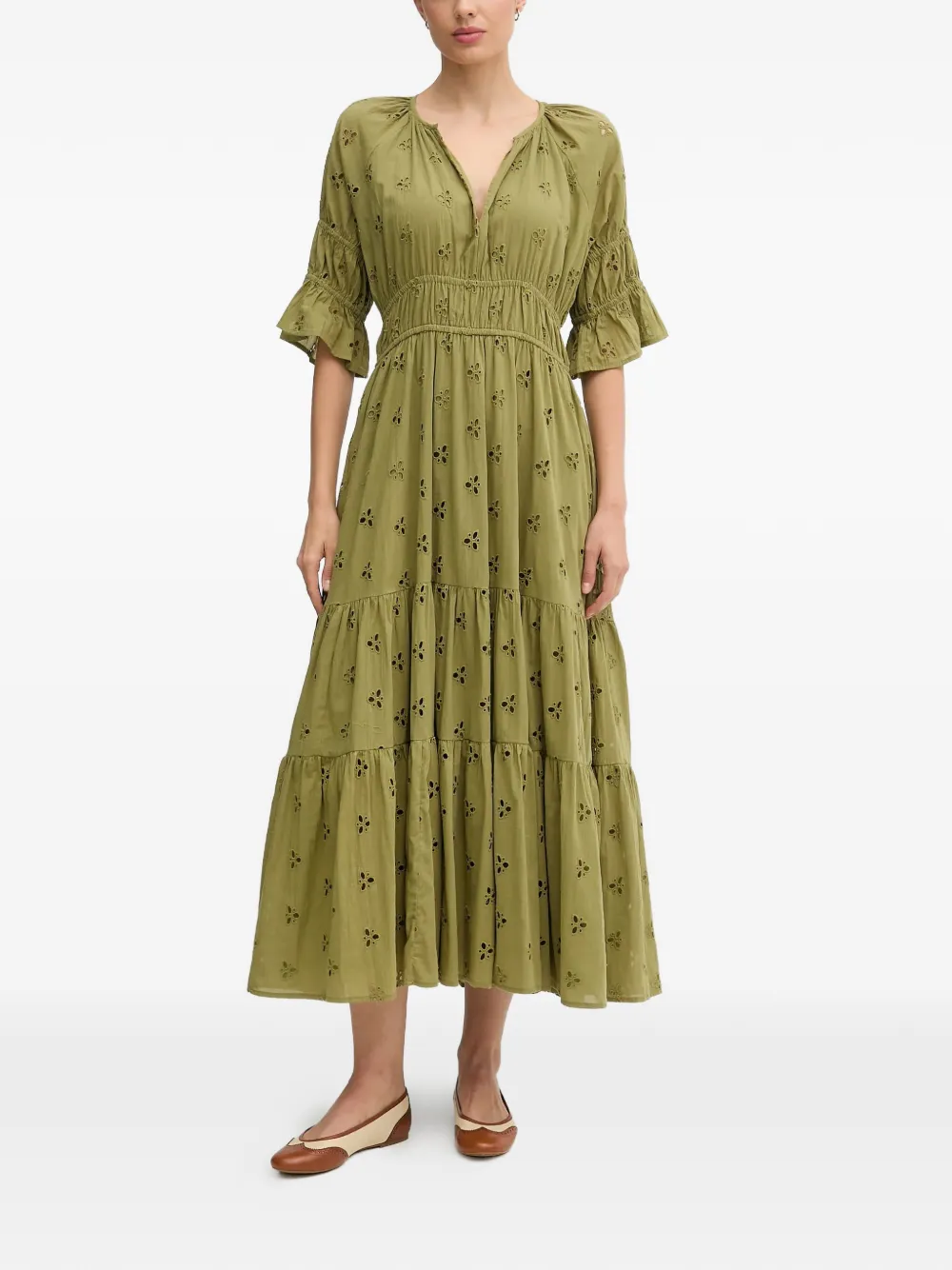 Hoss Intropia Amelia ruffled floral dress - Verde