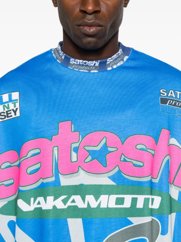 SATOSHI NAKAMOTO graphic-print T-shirt | Blue | FARFETCH UK