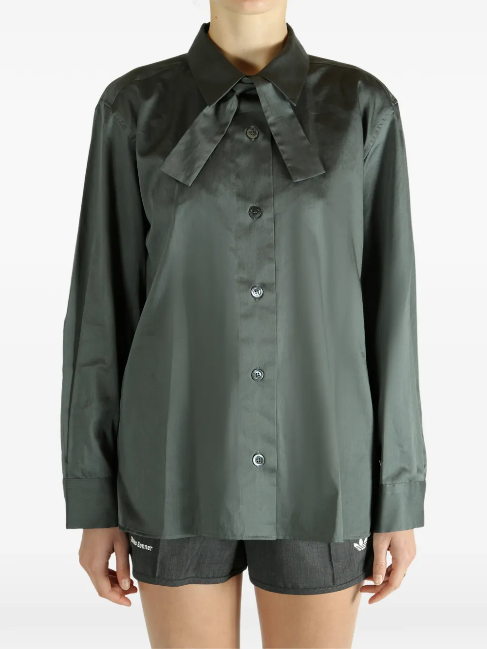 Margaret Howell tie detail blouse - Groen