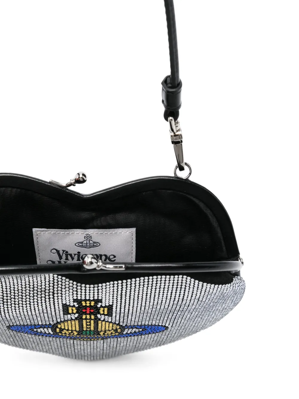 Vivienne Westwood Heart-shaped Crystal-embellished Clutch Bag In Silver