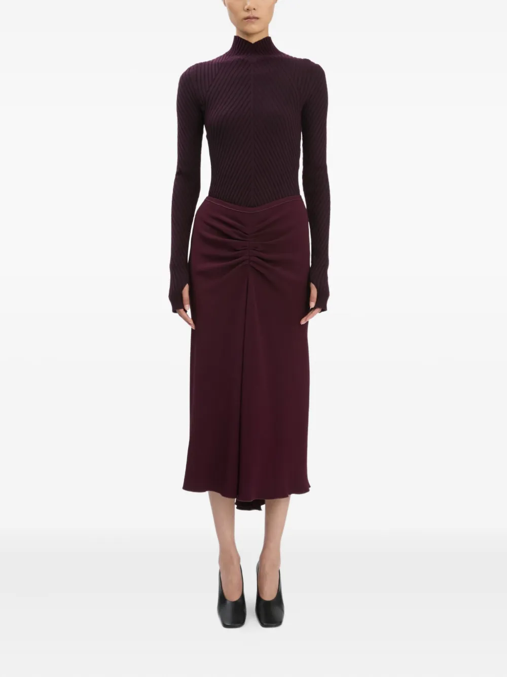Victoria Beckham ribbed high-neck polo top - Rood