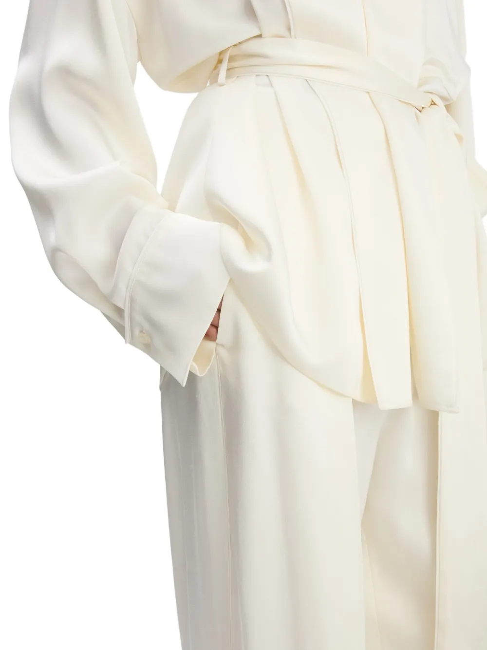 Victoria Beckham Plooibroek met wijde pijpen Beige