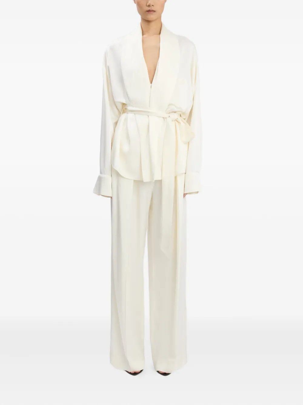 Victoria Beckham pleated wide-leg trousers - Beige
